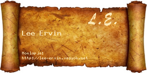 Lee Ervin névjegykártya